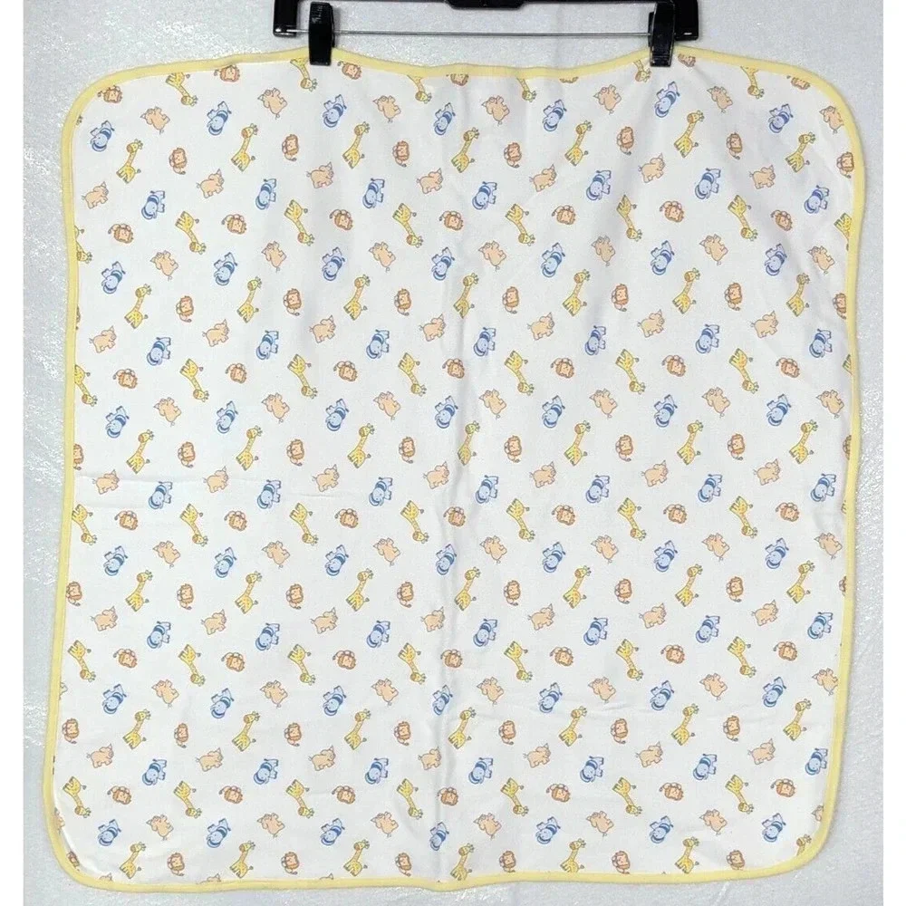 Laura Ashley Organic Baby Receiving Blanket Jungle Farm Animals Yellow White
